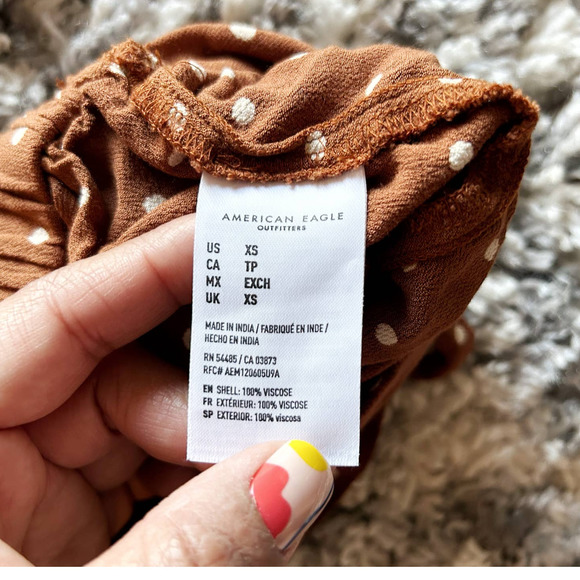 American Eagle Brown Polka Dot Ruffle Shorts Womens Size XS - Picture 5 of 8